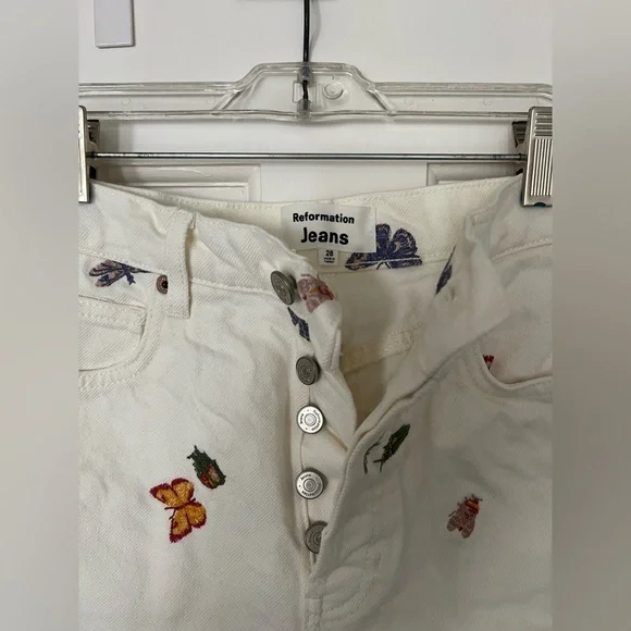 Reformation White Floral Women Jeans - Picture 12 of 16
